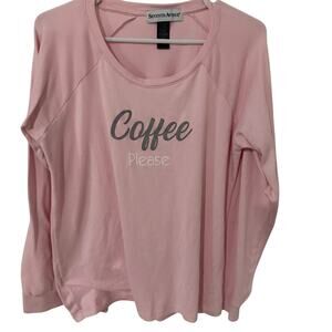 Super soft “Coffee Please” seventh ave pink sweatshirt warm winter pink sz Large